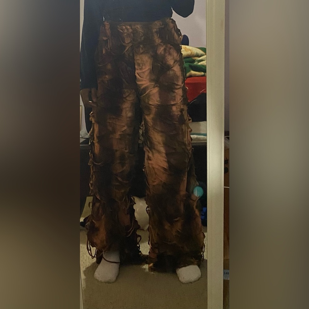 Brown & Pink Shaggy Baggy Pants